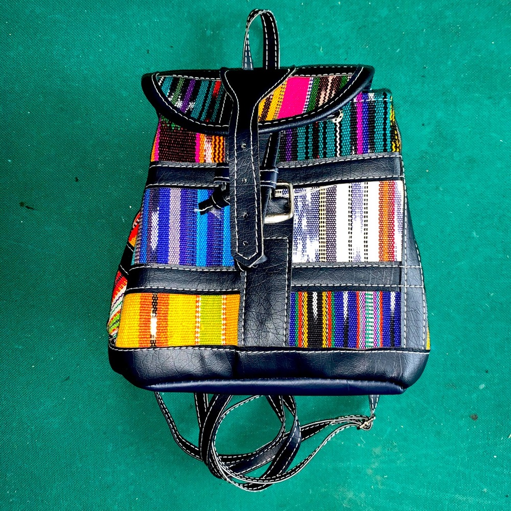 Mini multi colored leather backpack